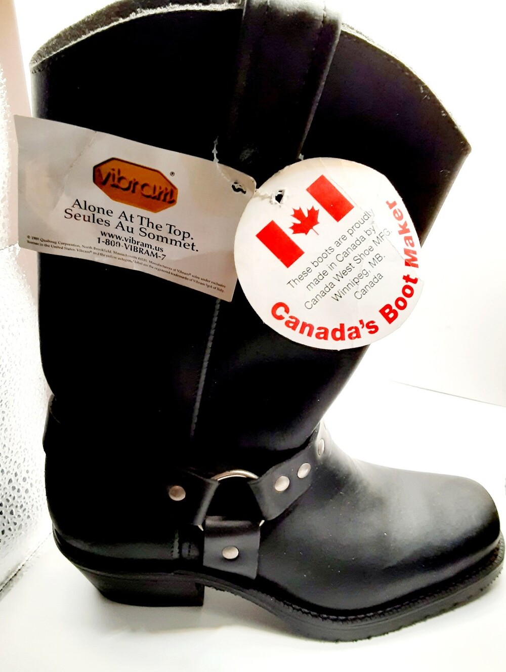 SOLD Canada West Biker Boots 7629 NWT Black Leather Vibram Made in Canada 7C - Picture 4 of 8